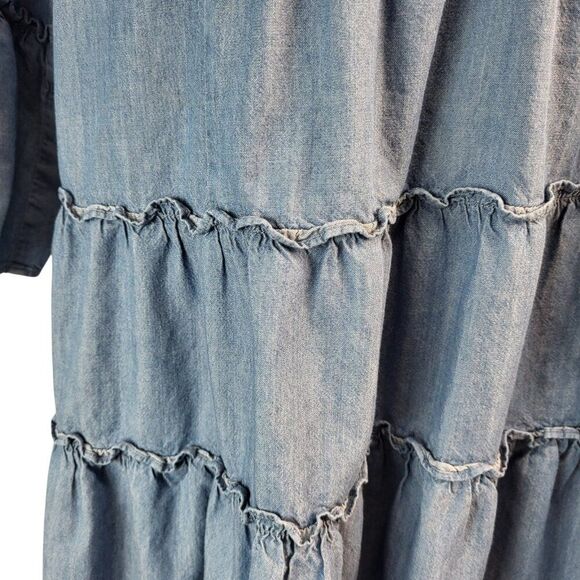 Peter Som Collective Size 14 Blue RTR Designer Tunic Dress Cotton Tiered Ruffles - Picture 12 of 16
